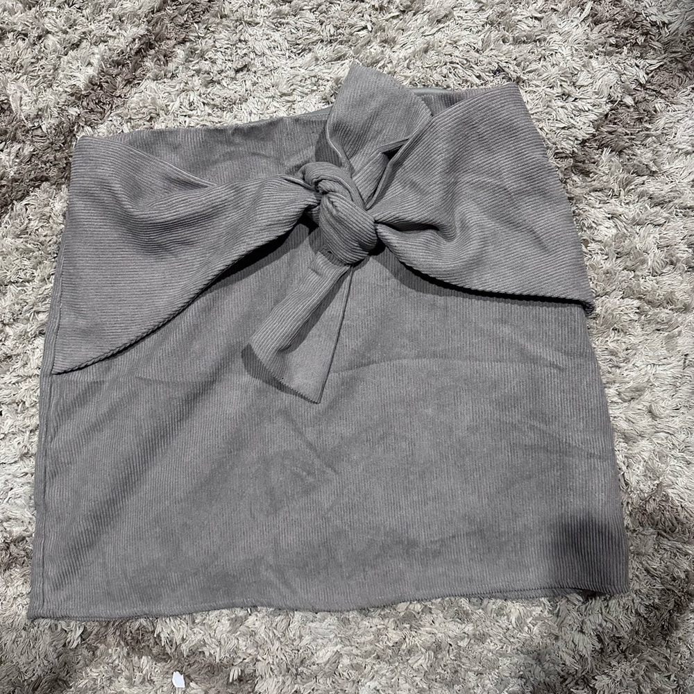 Altar'd State Gray Wrap Mini Skirt with Tie Front